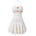 thumbnail image 3 of ZXLBBD Girls' Summer Beach Dress for Girl Sleeveless Halter Neck Cake Dress with Embellishments Casual Kids Outfit Clothes Sets,White,Size 15 Y-16 Y, 3 of 7