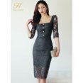 thumbnail image 3 of H Han Queen-vestido de encaje ajustado para mujer, elegante vestido de tubo ahuecado, Bodycon OL Midi informal, Vestidos de fiesta de trabajo, otoño, 3 of 5