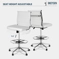 thumbnail image 3 of Okeysen Armless Desk Stool Drafting Chair Ergonomic Leather Office Chair Modern Standing Desk Chair with Adjustable Foot Ring, Ribbed Mid Back & Swivel Rolling, White, 3 of 9