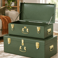 Green Metal Decorative Storage Trunk Set, 2-Piece, Space-Saving Design ...