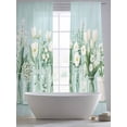 thumbnail image 5 of Spring Floral Sheer Curtains 96 Inch Length 2 Panels Set, Summer Daisy Tulip Flowers Teal White Voile Window Treatment Semi Sheer Long Curtains Drapes for Bedroom/Living Room/Kitchen 52"x96"x2, 5 of 7