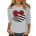 thumbnail image 2 of FASHOFT Valentinas Day Shirts for Women Crewneck 3/4 Sleeve T-Shirts Spring Love Heart Graphic Tee Tops Valentines Day Gifts for Her Grey M, 2 of 4