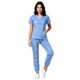 thumbnail image 5 of AzureSilk Women's Scrub Set with V-Neck and Pockets Quick-Dry Color Short Sleeve Top and Pants for Uniform Work Workout Sets For Women, 5 of 7