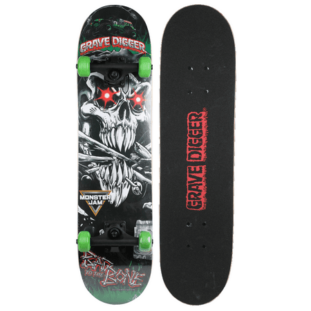 Monster Jam 31" x 7.5" Standard Popsicle Complete Skateboard, Pro Trucks, 50mm x 30mm Wheels