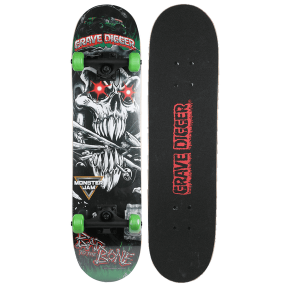 Monster Jam 31" x 7.5" Standard Popsicle Complete Skateboard, Pro Trucks, 50mm x 30mm Wheels