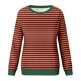 thumbnail image 4 of Oalirro Cute Long Sleeve Tops for Women Striped Print Round Neck Sheer Tops for Women Fall and Winter Green Shirt, 4 of 5