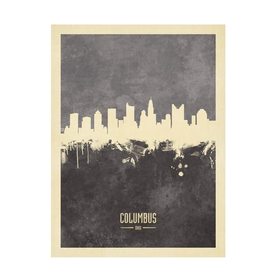 Michael Tompsett 'Columbus Ohio Skyline Gray' Canvas Art