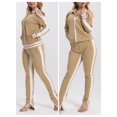 thumbnail image 6 of Women's 2 Piece Tracksuit Set Sexy Cold Shoulder Full Zip Jacket and Split Hem Jogger Pants Outfits S-2XL, 6 of 8