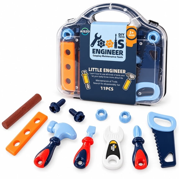 Toddler Tool Set - 11 pc Kids Tool Set with Box, Pretend Play Toys for Kids Ages 3-6, Perfect for Christmas & Birthday Gifts