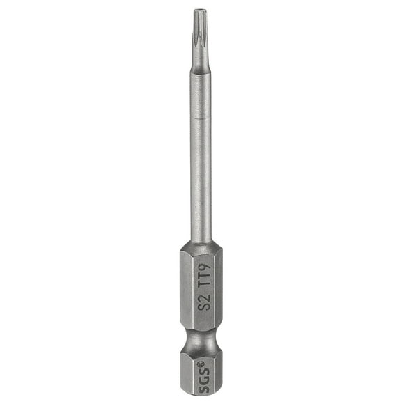 Uxcell TT9 Security Torx Head Screwdriver Bit 2.56" (65mm) Long 1/4" Hex Shank Magnetic Tamper Proof 6 Point Star Screw Driver