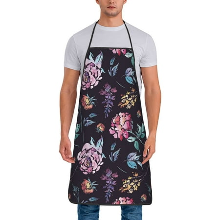 

Zeuib Roses Flowers Print Unisex Waterproof Aprons Cooking Aprons for Kitchen Gardening and Salon Water & Oil Resistant