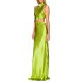 thumbnail image 3 of VISgogo Vestido largo con cuello halter casual para mujer Moda Color sólido Cintura hueca Vendaje Sin espalda Vestido ajustado VISgogo moda, 3 of 5