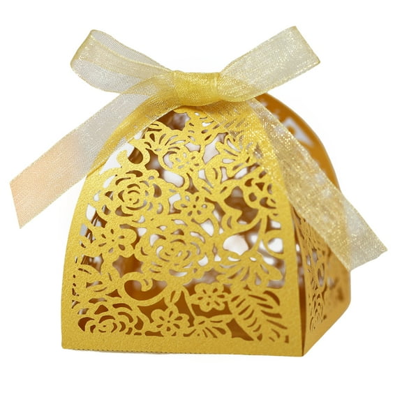 50-Pack Rose Flower Candy Gift Boxes, Elegant Pearlescent Party Favor Boxes for Baby Showers, Weddings, Birthdays, and Special Events