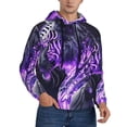 thumbnail image 2 of Lsque Purple Pattern White Tiger Pattern Casual Men's Hoodie,Hooded Sweatshirt with Kangaroo Pocket,Pullover Hoodie-X-Large, 2 of 7