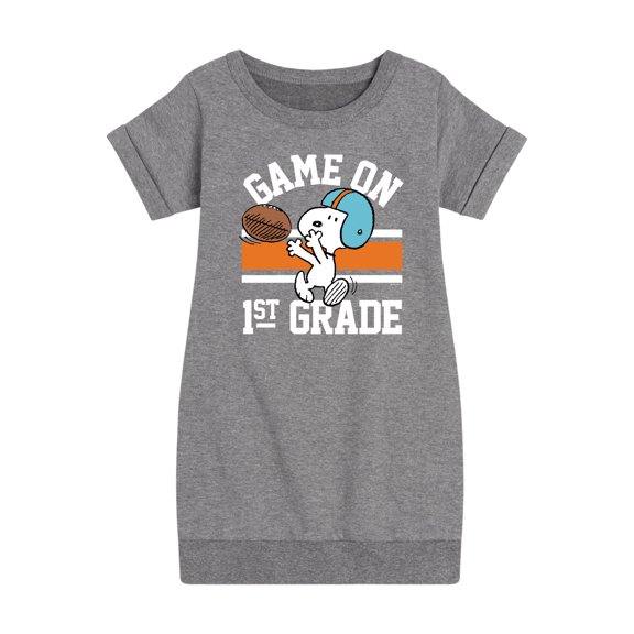 Peanuts - Game On 1st Grade - Toddler And Youth Girls Fleece Dress