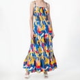 thumbnail image 1 of WILLBEST Vestidos Casuales Para Mujer Verano Vestido Casual Para Mujer Europa Y Estados Unidos Vestido Estampado De Verano Sin Mangas Tirantes Finos Vestido De Playa Plisado Con Volantes, 1 of 3