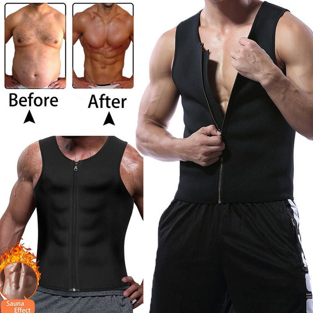 Men's Neoprene Sauna Sweat Vest Waist Trainer Weight Loss Cincher Body Shaper 