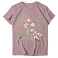 thumbnail image 4 of Tiweut Womens T Shirt Floral Print Crew Neck Short Sleeve Loose Pullover Outerwear,Pink, 4 of 4