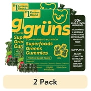 (2 pack) Gruns Superfood Multivitamin Greens Gummies with Prebiotic Fiber for Adults, 12 Count