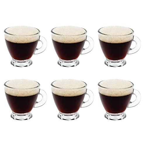 Vikko Espresso Cups, 3.25 Ounce Small Coffee Mugs, Set of 6 Clear Glass Coffee Mug, Durable Dishwasher Safe Glass Cups for Coffee or Tea