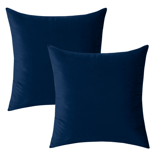 Purebryt Velvet Throw Pillow Cover (18"x18), 2 Pack, Navy Blue