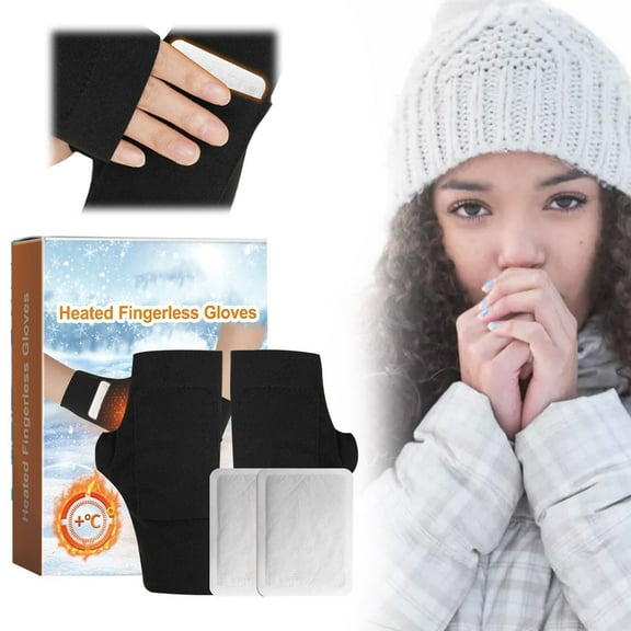 Geyoga Fingerless Compression Heating Gloves for Women, Soft Warm Wrist Support, Cold Weather Half-Finger Design for Daily Tasks, Crafting, Typing and Winter Outdoor Use