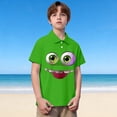 thumbnail image 2 of Bainana Teen Girls Boys Summer Tshirt Cartoon Print Short Sleeve Lapel Collar Shirts Cute Fashion Little Kids School Holiday Casual Dailywear Green Size 13-14 Years, 2 of 6