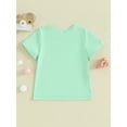 thumbnail image 3 of Kids Girls Summer Birthday T-Shirt LetterLeopard Print Short Sleeve Round Neck Graphic Tops, 3 of 8