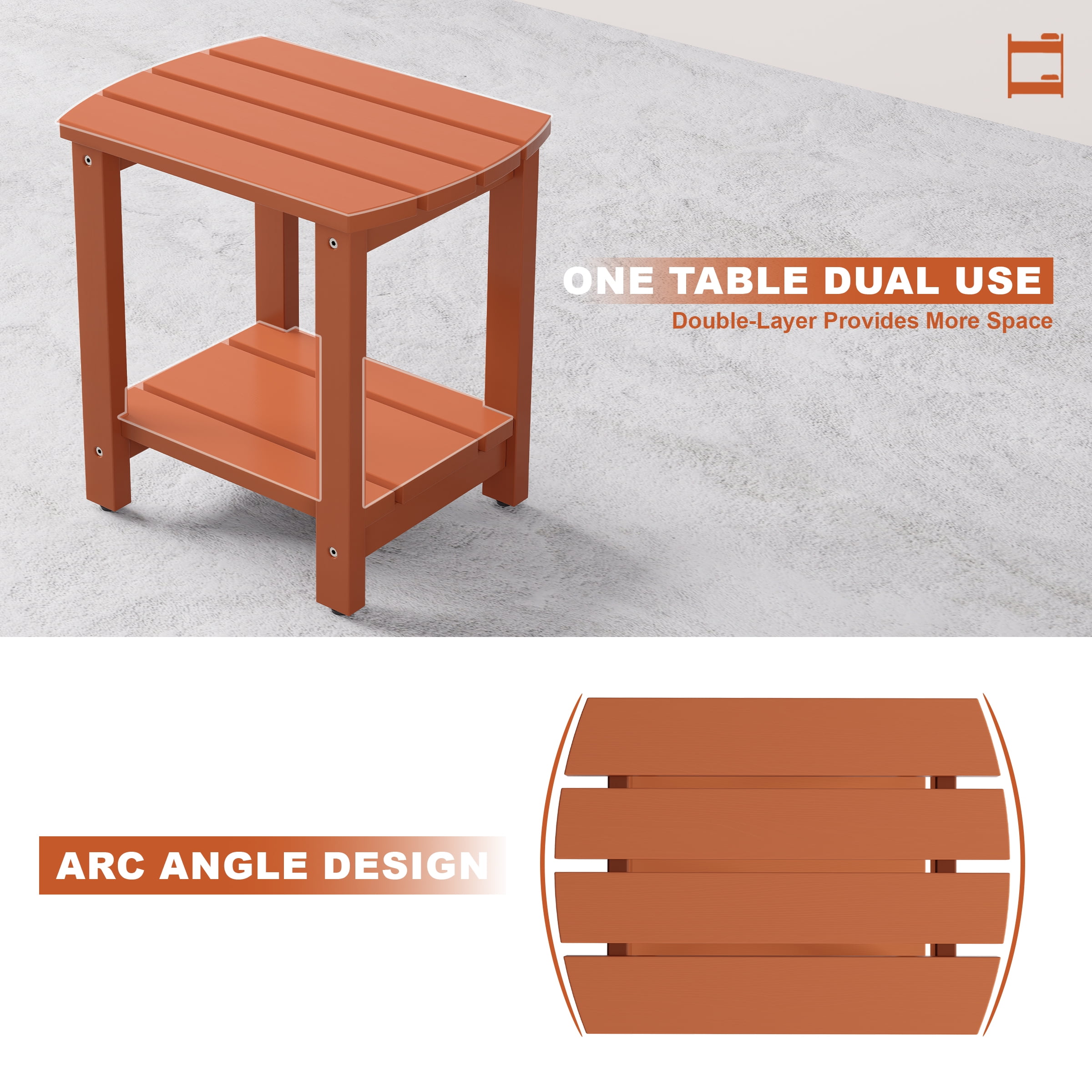 Adirondack Side Table, Solid Wood End Tables, Small Outdoor Coffee Table Porch Table Pine Wood for Patio, Backyard,Pool, Indoor Companion