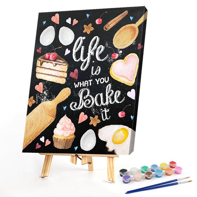 Cuadros Decorativos Kit de pintura por números DIY postre mano aceite arte imagen artesanía hogar pared decoración Ehuebsd embutido en tela