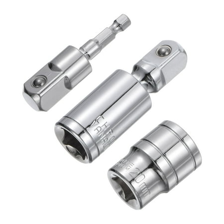 

Uxcell 1/2 Drive 20mm Shallow Socket Swivel Joints Hex Shank Impact Driver Adaptor Set