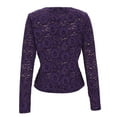 thumbnail image 4 of SwiftWear Women's Long Sleeve Floral Lace Sheer Mesh Slim Fit V-Neck Blouse Elegant Layering Piece Undershirt​ Going Out Tops, Purple, 4 of 9
