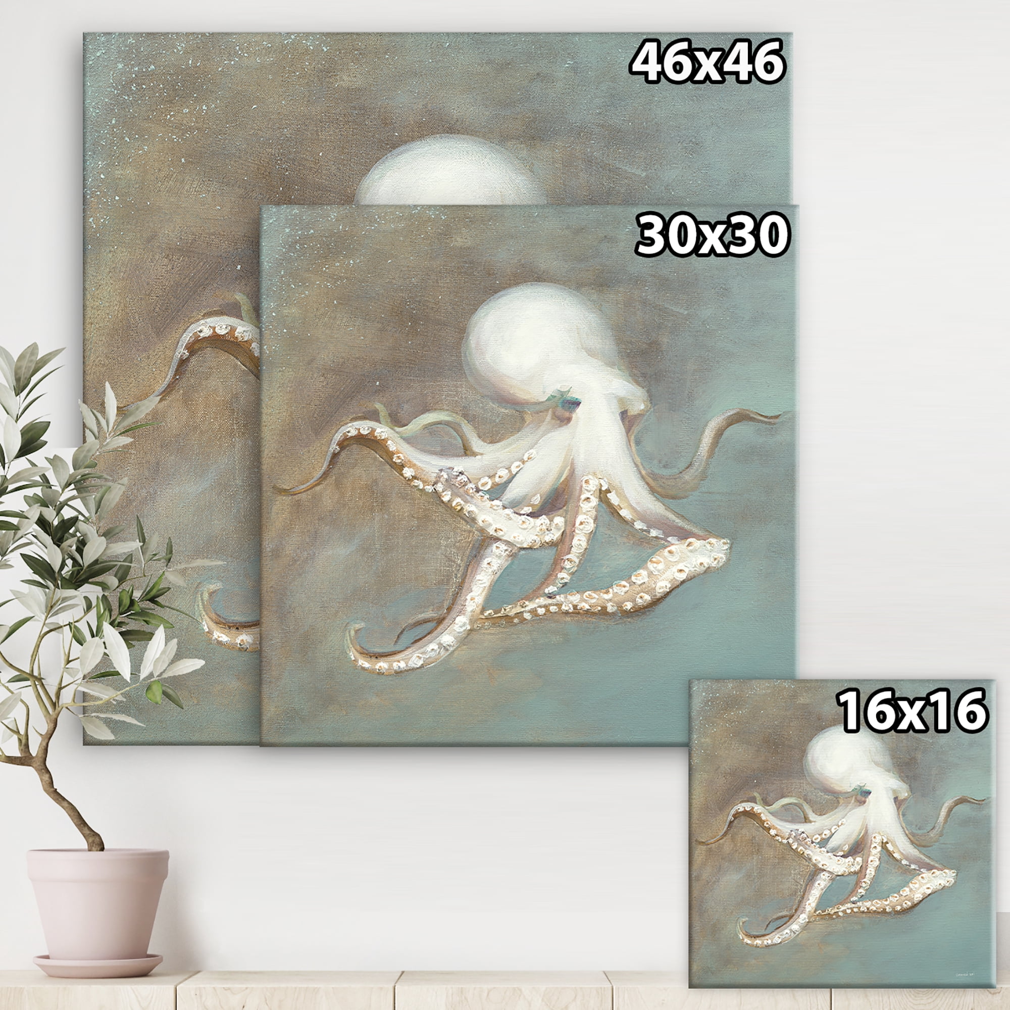 Designart 'Octopus Treasures from the Sea' Nautical & Coastal gallery-wrapped Canvas