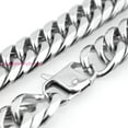 thumbnail image 4 of Heavy 20mm Silver Cut Curb Cuban Link Chain 316L Stainless Steel Men's Necklace, 4 of 6