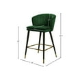 thumbnail image 5 of Maykoosh City Sleek Modern, Contemporary Velvet Upholstered Counter Height Stool with Channel Tufting and Gold Tipped, Black Metal Legs, Grey, 20" W x 21" D x 36.5" H-Color:Green, 5 of 7