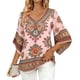 thumbnail image 1 of Camisas de Manga 3/4 de las Mujeres Bohemian Exclusivo Estampado V-Cuello Elegante Blusa para el Trabajo Informal O Vestidos Sociales, 1 of 6