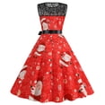 thumbnail image 4 of Moda mujer encaje una línea Flare vestido Vintage Prom Swing sin mangas estampado Navidad vestido de fiesta de Navidad Fridja hjkh464, 4 of 9