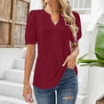 thumbnail image 2 of T Shirts For Women Womens Tops V Neck Tops Puff Short Sleeve T Shirt Pleated Floral Printed Tunic Blouse Shirts, 2 of 7