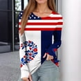 thumbnail image 5 of ASDFVBKG Womens American Flag Shirt Long Sleeve Summer Patriotic Shirt American Flag 1776 Usa Graphic Crew Neck Fashion Blouse Tops for Womens Blue M, 5 of 5