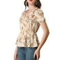 thumbnail image 4 of INSPIRE CHIC Women's Floral Cross V Neck Elastic Waist Peplum Blouse, 4 of 6