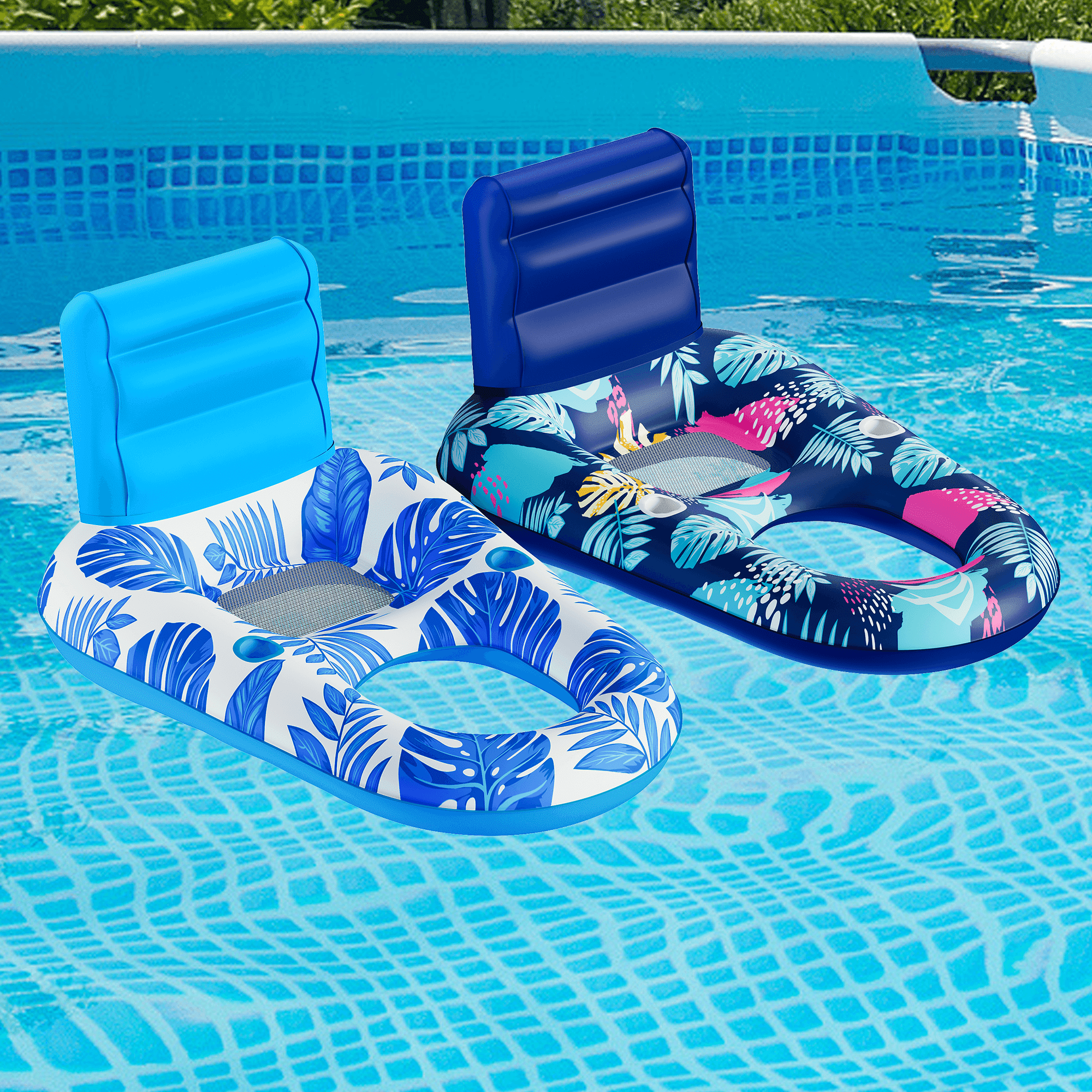 Inflatable Pool Float Adult, GVDV Pool Floaties Lounger Floats Rafts Floating Chair Floats Water Floaty for Swimming Pool Lake Lounge Float with Cup Holders Beach Pool Party Toys for Adults Kids