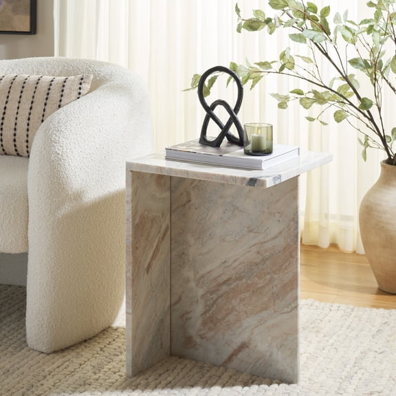 Safavieh Udo Marble Modern End Table, Brown Gray