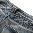 thumbnail image 5 of HOOMEUMY Men's Embroidered Denim Shorts Biker Jeans Stretch Slim Fit Trucker Jean Shorts Stretch Ripped Biker Shorts Jeans for Men Gray 8, 5 of 8