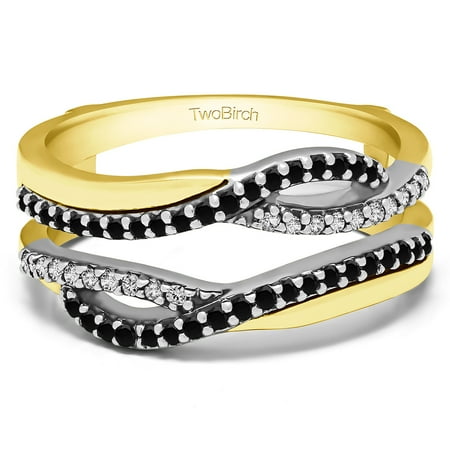 10k Solid Gold Pave Infinity Wedding Ring Guard (0.39ctw)