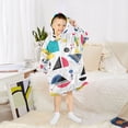 thumbnail image 6 of FORMRS Wearable Blanket Hoodie with Sleeves for Kids Cozy Flannel Sweatshirt, Black Retro Pattern, 6 of 7