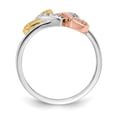 thumbnail image 5 of 14K Tri-color Gold Diamond Heart Ring (0.075Cttw) Ring Size 7, 5 of 5