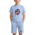 thumbnail image 2 of Amidoa Girls 2 Piece Outfits Summer Clothes Short Sleeve Floral Print Cotton T-Shirt and Shorts Casual Kids Clothing Sets Light Blue Size 4T, 2 of 9