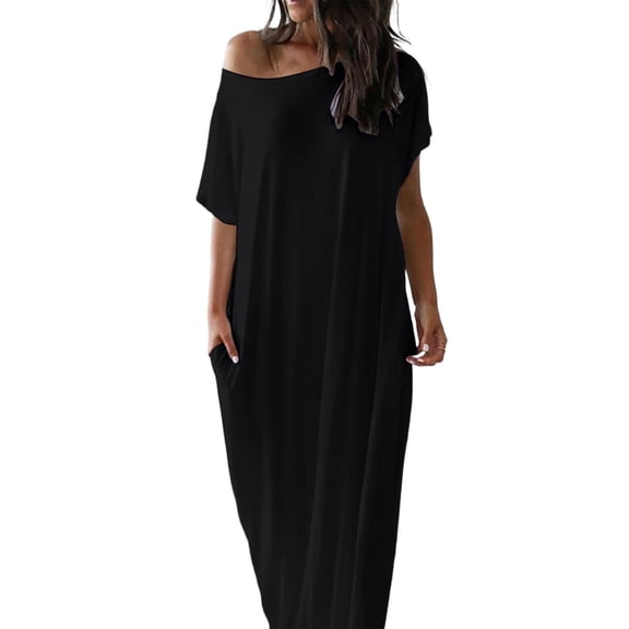 Admvng Womens Plus Size Maxi Dress Casual T-Shirt Dress Summer Loungewear Home Dress