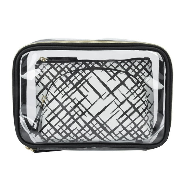 Trousse à cosmétiques Equate Beauty - Set de 3 pièces à motifs carrés