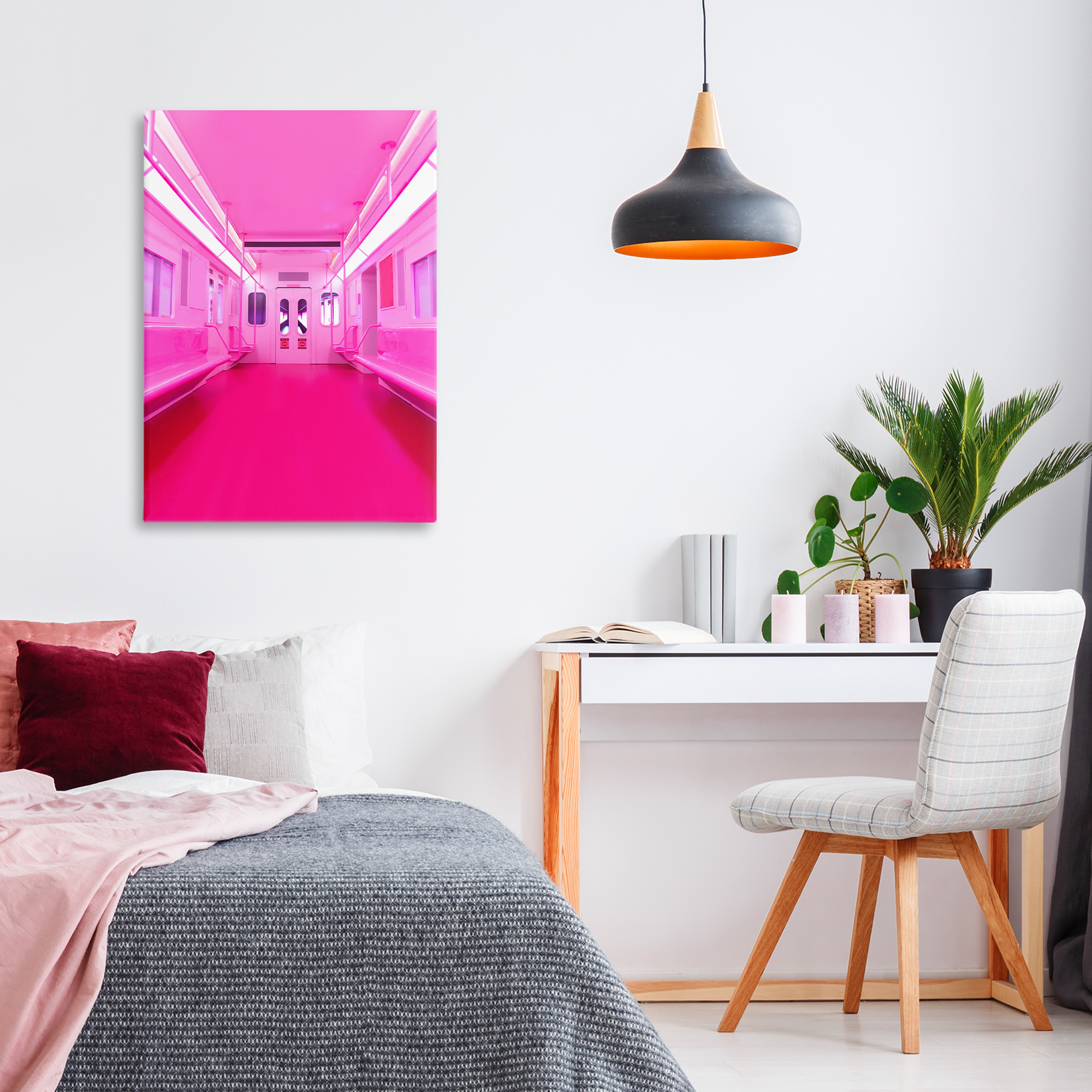 Futuristic Pink Tone Subway Canvas Wall Art, design by LISH Creative